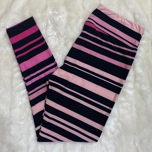 Pink and Black Ombre Striped Leggings | Lularoe TC